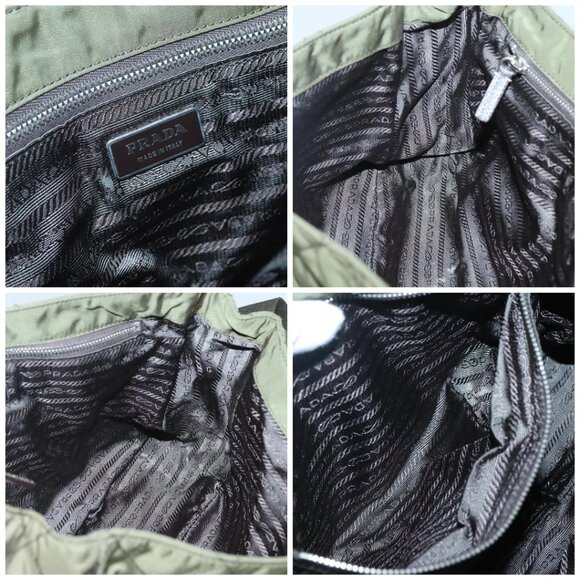 PRADA Shoulder Bag Nylon Khaki Silver Auth - Picture 15 of 16